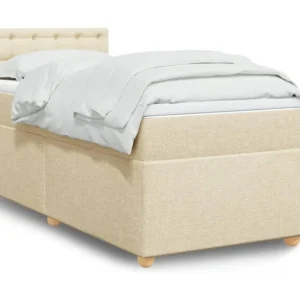 Cama Baú Cama com molas/colchão 90x200 cm tecido cor crème