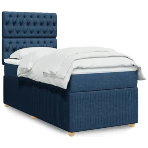 Cama Baú Cama com molas/colchão 90x200 cm tecido azul