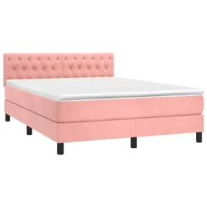 Cama Baú Cama com molasemcolchão 140x200 cm veludo rosa