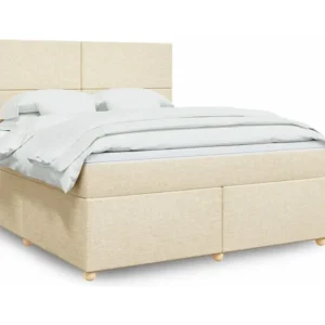 Cama com Cabeceira Cama com molas/colchão 180x200 cm tecido cor creme