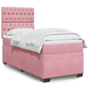 Cama com Cabeceira Cama com molas/colchão 90x200 cm veludo rosa