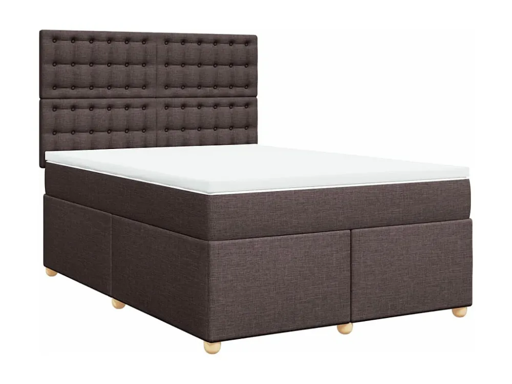 Cama com Cabeceira Cama com molas/colchão 140x200 cm tecido castanho-escuro