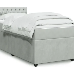 Cama com Cabeceira Cama com molas/colchão 90x200 cm veludo cinza-claro