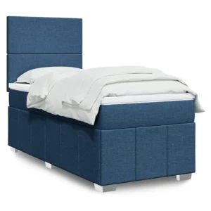 Cama com Cabeceira Cama com molas/colchão 90x200 cm tecido azul