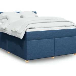 Cama com Cabeceira Cama com molas/colchão 160x200 cm tecido azul