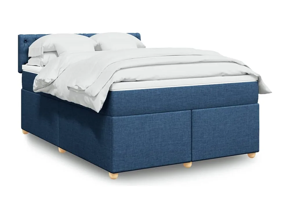 Cama com Cabeceira Cama com molas/colchão 160x200 cm tecido azul