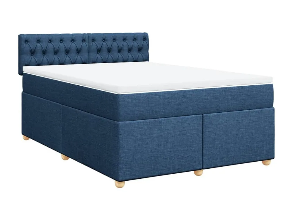 Cama com Cabeceira Cama com molas/colchão 160x200 cm tecido azul