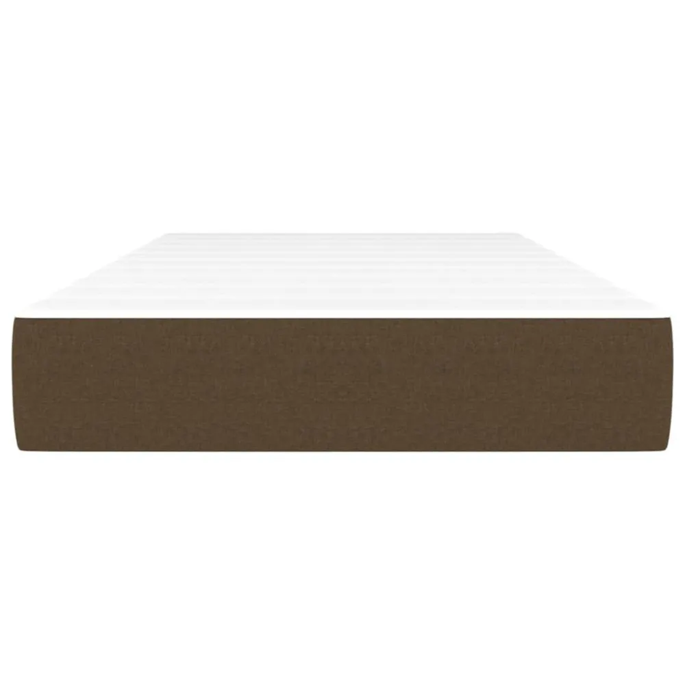 Cama com Cabeceira Colchão de molas ensacadas 100x200x20 cm tecido castanho-escuro