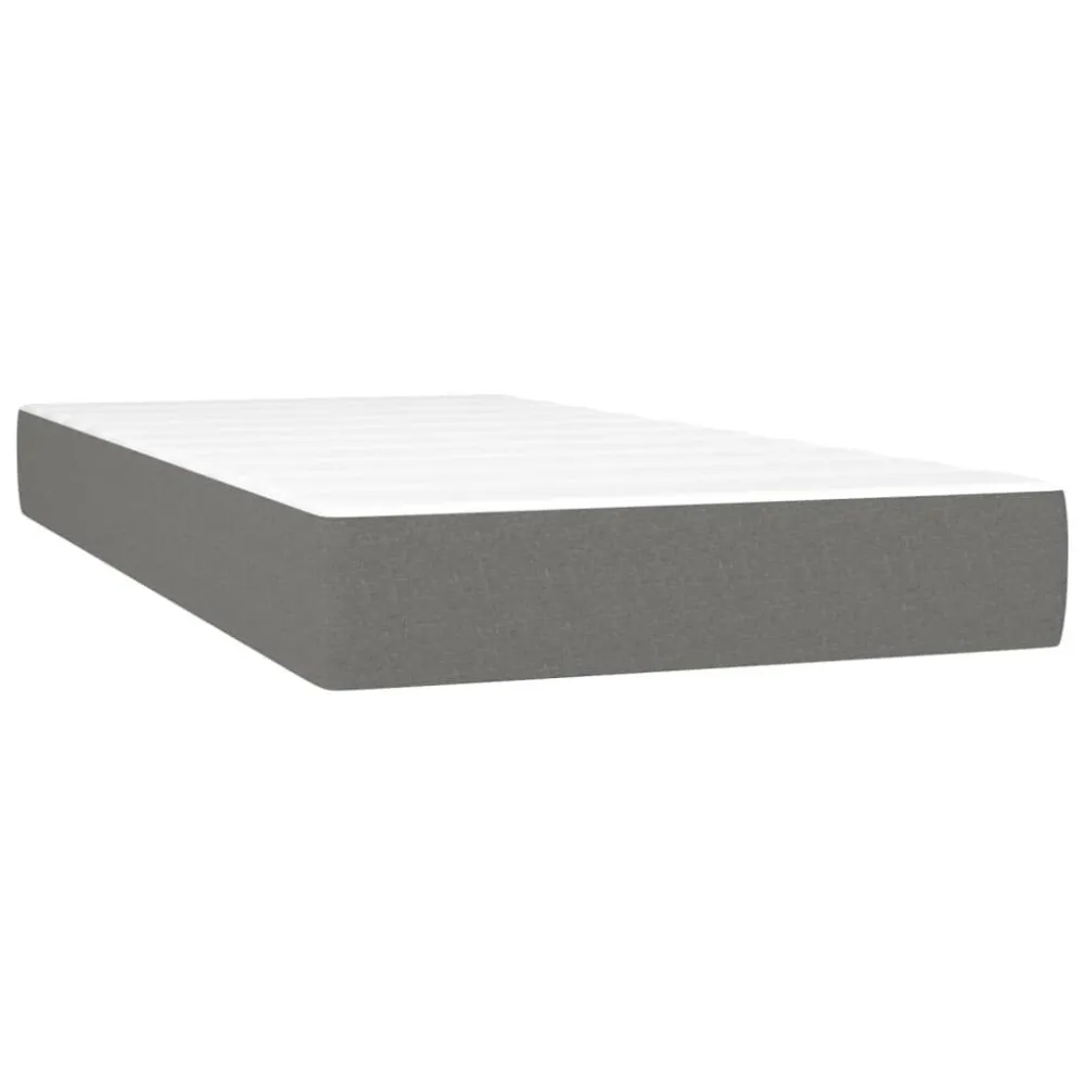 Cama com Cabeceira Colchão de molas ensacadas 90x190x20 cm tecido cinza-escuro
