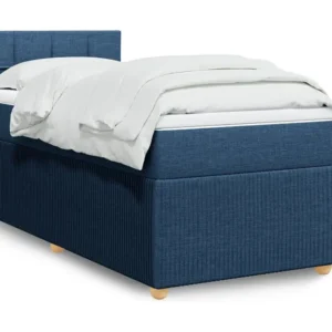 Cama com molas/colchão 100x200 cm tecido azul | Design Escandinavo |