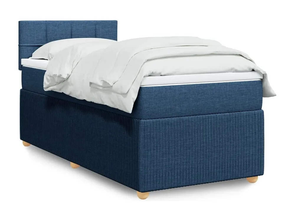 Cama com molas/colchão 100x200 cm tecido azul | Design Escandinavo |