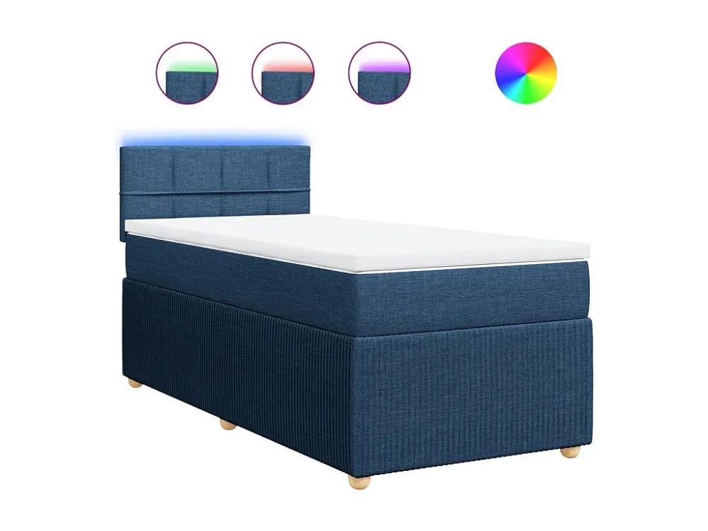 Cama com molas/colchão 100x200 cm tecido azul | Design Escandinavo |