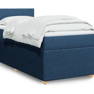 Cama com molas/colchão 100x200 cm tecido azul Fácil Montagem