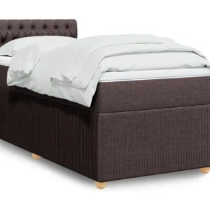 Cama com molas/colchão 100x200 cm tecido castanho-escuro em Pinho Natural