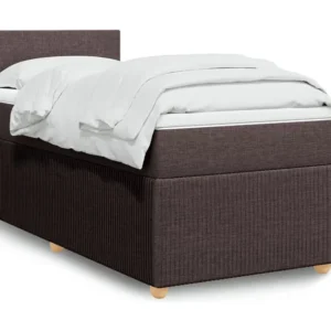 Cama com molas/colchão 100x200 cm tecido castanho-escuro em Pinho Natural