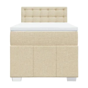 Cama com molas/colchão 100x200 cm tecido cor creme em Pinho Natural