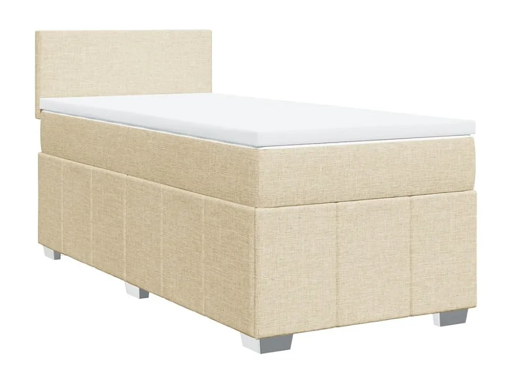 Cama com molas/colchão 100x200 cm tecido cor creme com Colchão Incluso