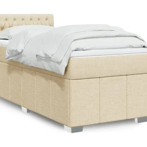 Cama com molas/colchão 100x200 cm tecido cor creme Medidas Queen Size