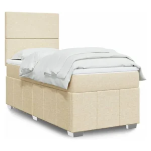 Cama com molas/colchão 100x200 cm tecido cor creme com Garantia Estendida