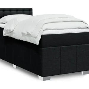 Cama com molas/colchão 100x200 cm tecido preto com Pés Ajustáveis