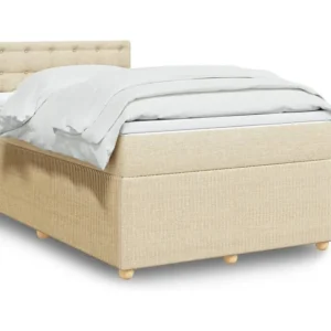 Cama com molas/colchão 120x200 cm tecido cor creme Medidas Queen Size