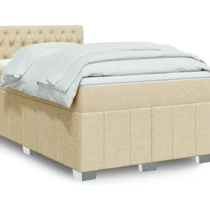 Cama com molas/colchão 120x200 cm tecido cor creme com Cabideiro Incluso