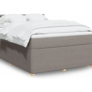 Cama com molas/colchão 140x190 cm tecido castanho-acinzentado Fácil Montagem
