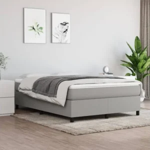 Cama com molas/colchão 140x190 cm tecido cinzento-claro Fácil Montagem