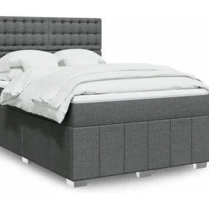 Cama com molas/colchão 140x190 cm tecido cinzento-escuro para Quartos de Casal