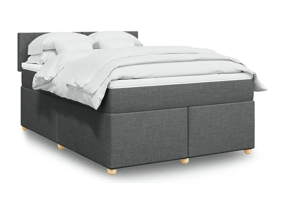 Cama com molas/colchão 140x190 cm tecido cinzento-escuro com Colchão Incluso