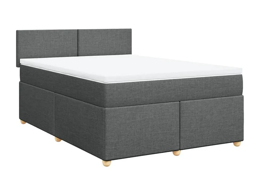Cama com molas/colchão 140x190 cm tecido cinzento-escuro com Colchão Incluso
