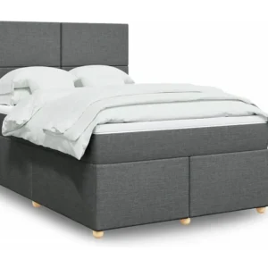 Cama com molas/colchão 140x190 cm tecido cinzento-escuro Tecido Resistente