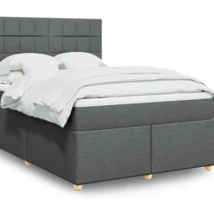Cama com molas/colchão 140x190 cm tecido cinzento-escuro com Garantia Estendida