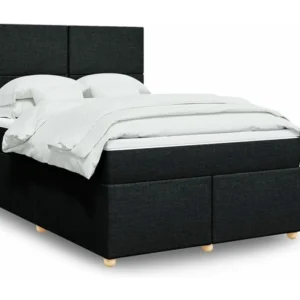 Cama com molas/colchão 140x190 cm tecido preto Fácil Montagem