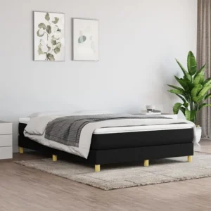 Cama com molas/colchão 140x190 cm tecido preto com Gavetas de Armazenamento