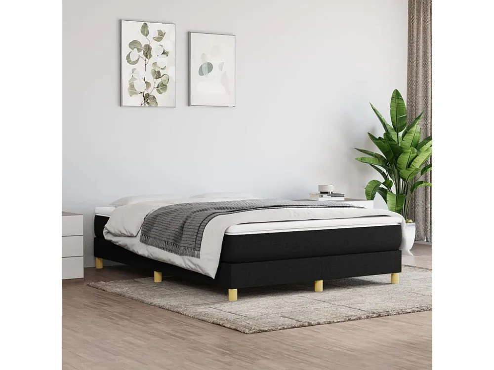 Cama com molas/colchão 140x190 cm tecido preto com Gavetas de Armazenamento