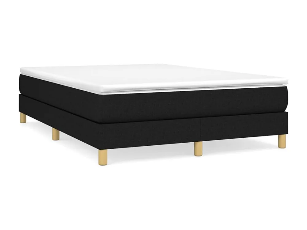 Cama com molas/colchão 140x190 cm tecido preto com Gavetas de Armazenamento