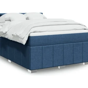 Cama com molas/colchão 140x200 cm tecido azul com Colchão Incluso