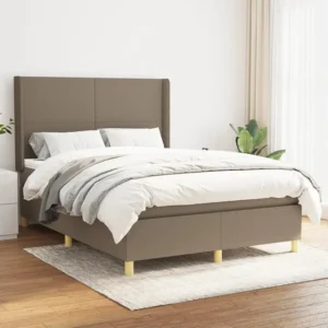 Cama com molas/colchão 140x200 cm tecido castanho-acinzentado Medidas Queen Size