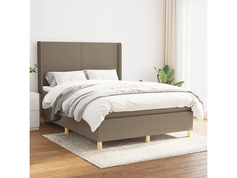 Cama com molas/colchão 140x200 cm tecido castanho-acinzentado Medidas Queen Size