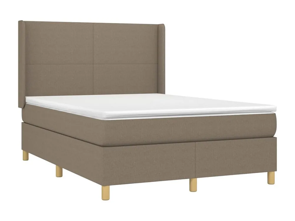 Cama com molas/colchão 140x200 cm tecido castanho-acinzentado Medidas Queen Size