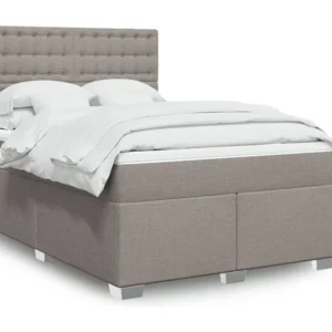 Cama com molas/colchão 140x200 cm tecido castanho-acinzentado com Garantia Estendida