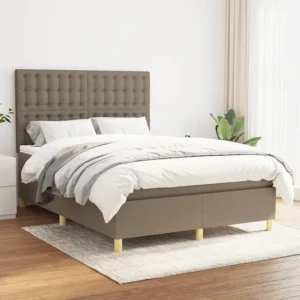 Cama com molas/colchão 140x200 cm tecido castanho-acinzentado Medidas Queen Size