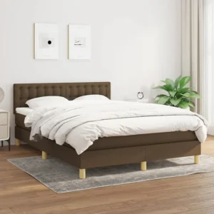 Cama com molas/colchão 140x200 cm tecido castanho-escuro para Quartos de Casal