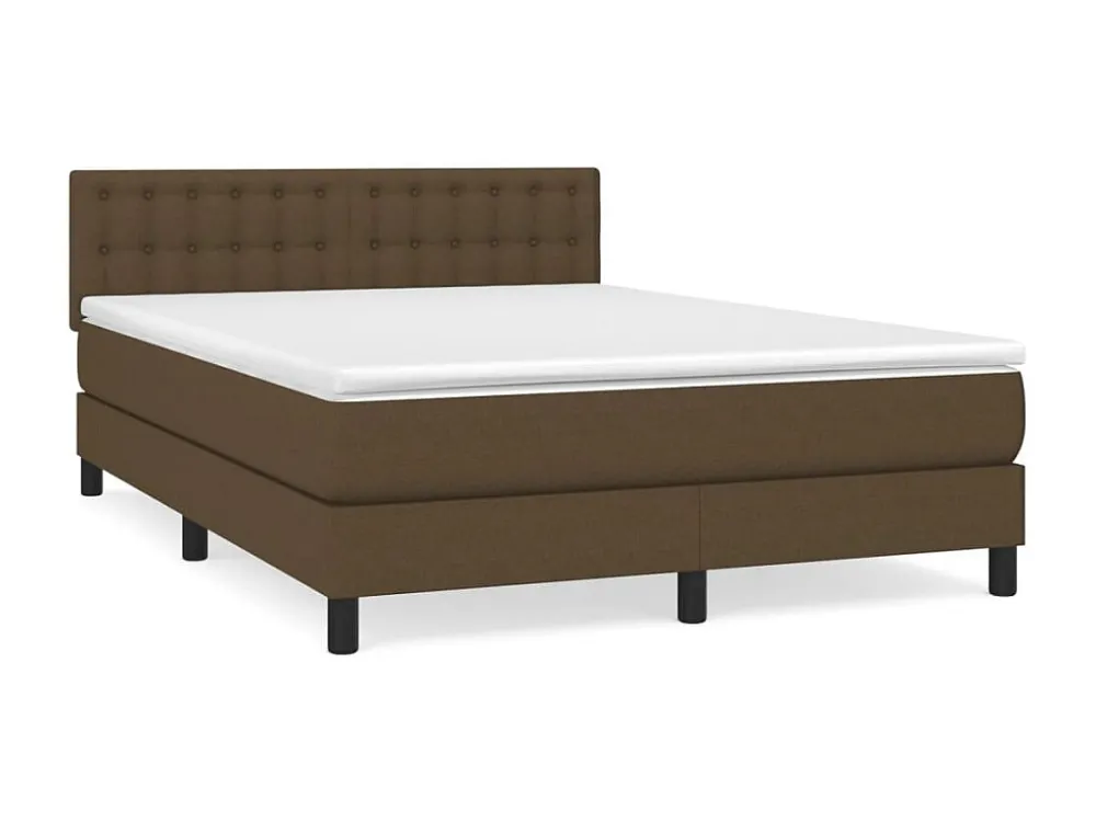 Cama com molas/colchão 140x200 cm tecido castanho-escuro em Pinho Natural