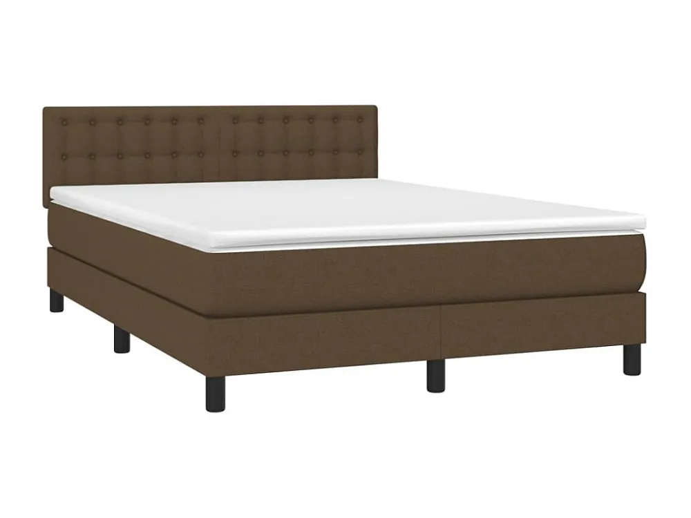 Cama com molas/colchão 140x200 cm tecido castanho-escuro em Pinho Natural