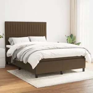 Cama com molas/colchão 140x200 cm tecido castanho-escuro com Gavetas de Armazenamento