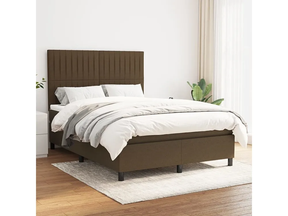 Cama com molas/colchão 140x200 cm tecido castanho-escuro com Gavetas de Armazenamento