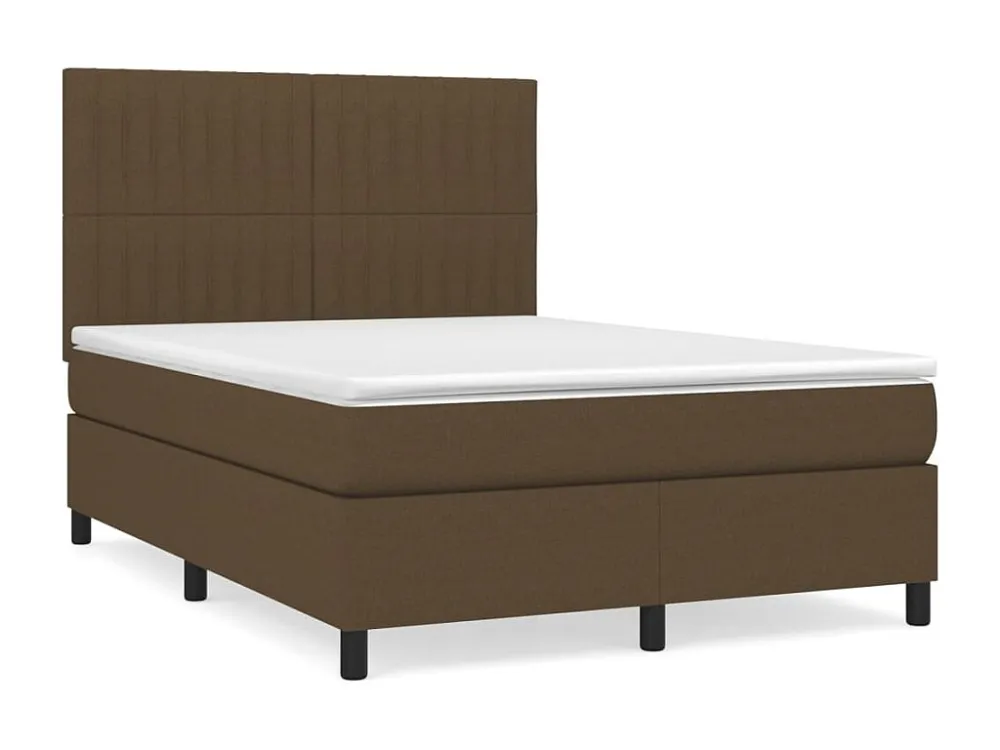 Cama com molas/colchão 140x200 cm tecido castanho-escuro com Gavetas de Armazenamento