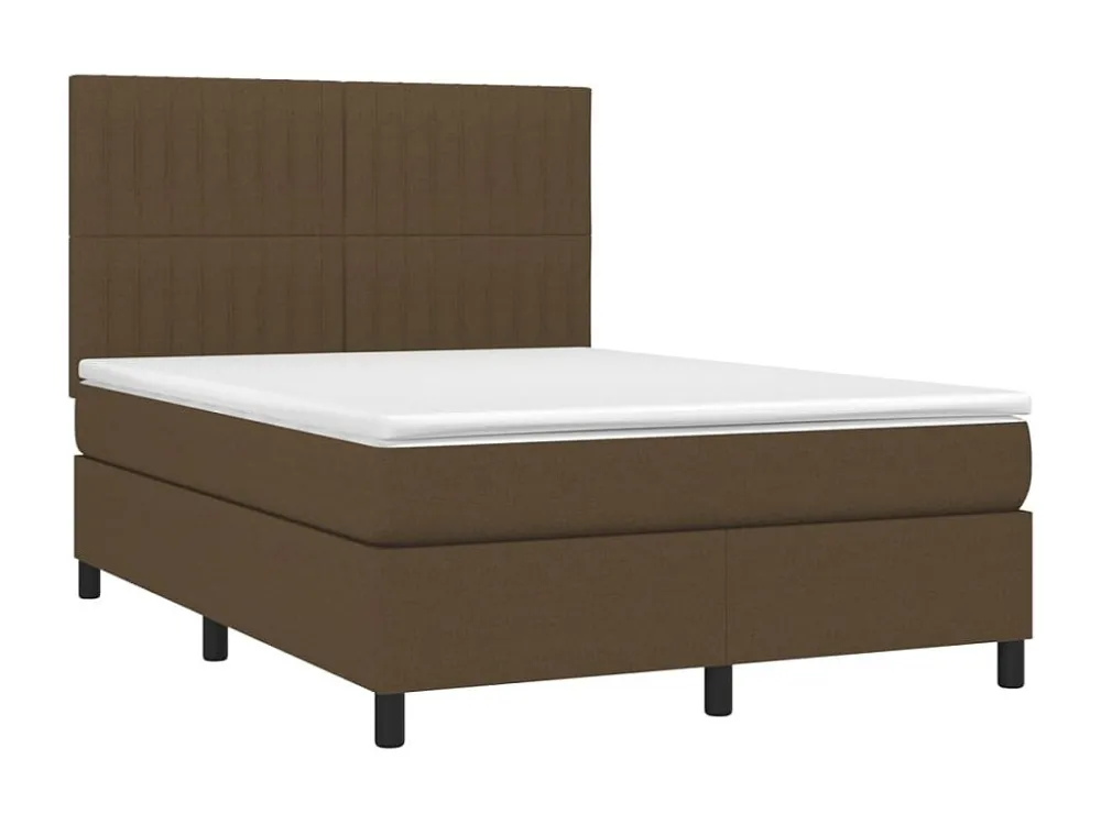 Cama com molas/colchão 140x200 cm tecido castanho-escuro com Gavetas de Armazenamento